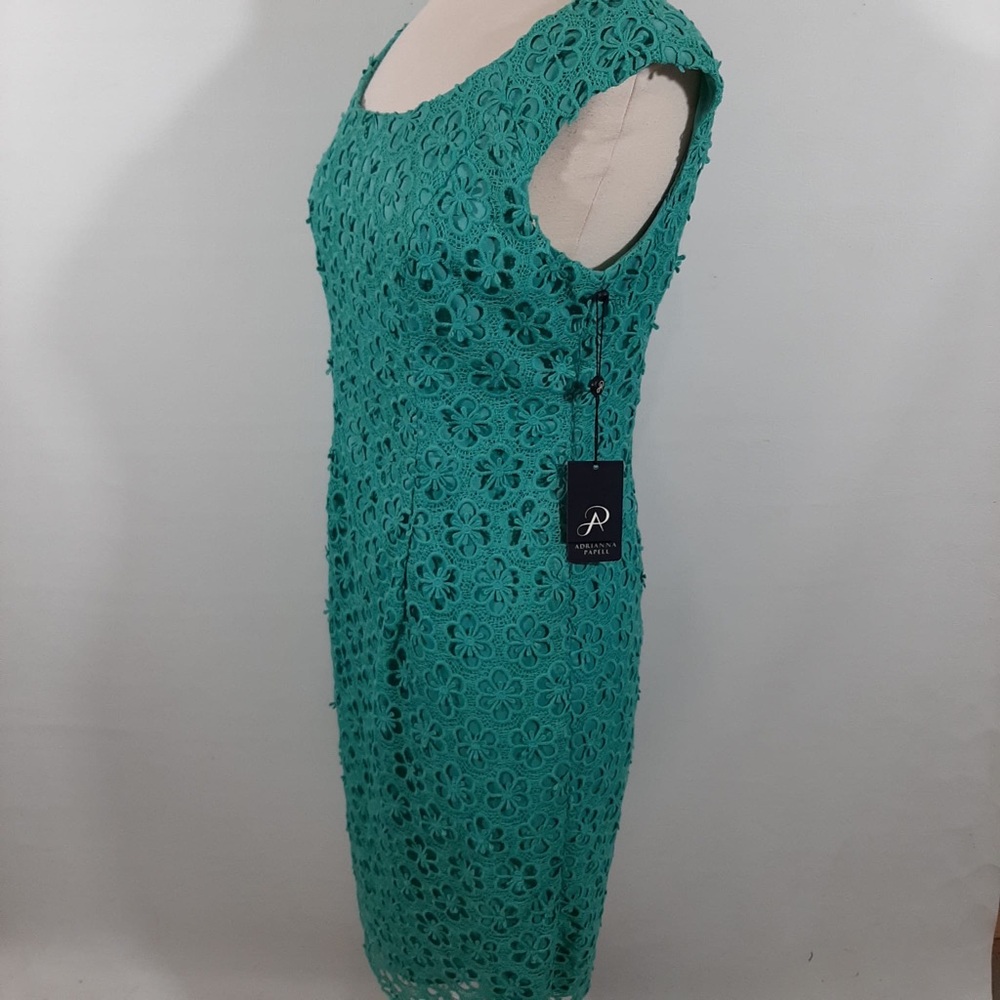 NWT Adriana Papell lace overlay turquoise blue dress 10 - Picture 15 of 15